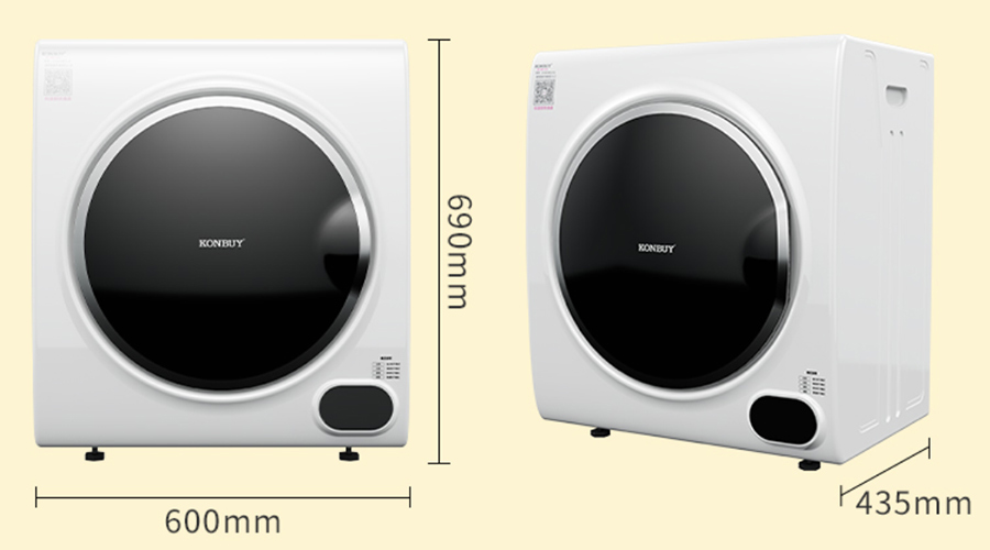 小型家用衣服烘干機設(shè)備：5kg衣物烘干機產(chǎn)品尺寸介紹